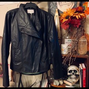 Black  Faux Leather Moto Jacket